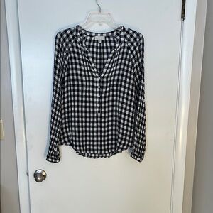 Lucky Brand Black and White Checkered Women's Top M